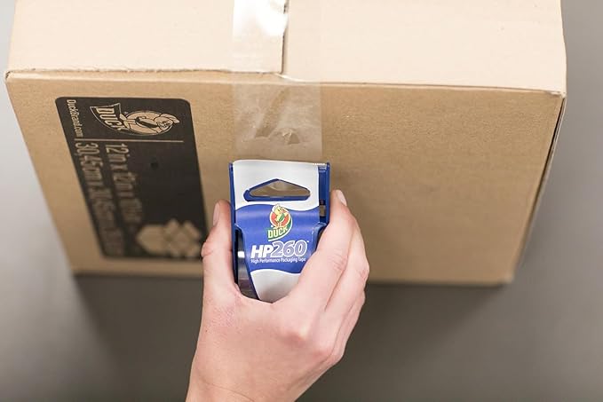 Duck Brand High Performance Packaging Tape with Dispenser - HP260 Strong Packaging Tape Gun for Shipping, Moving, Mailing & Boxes - 1.88 Inches x 22.2 Yards - 1.5" Core - Clear (920352)