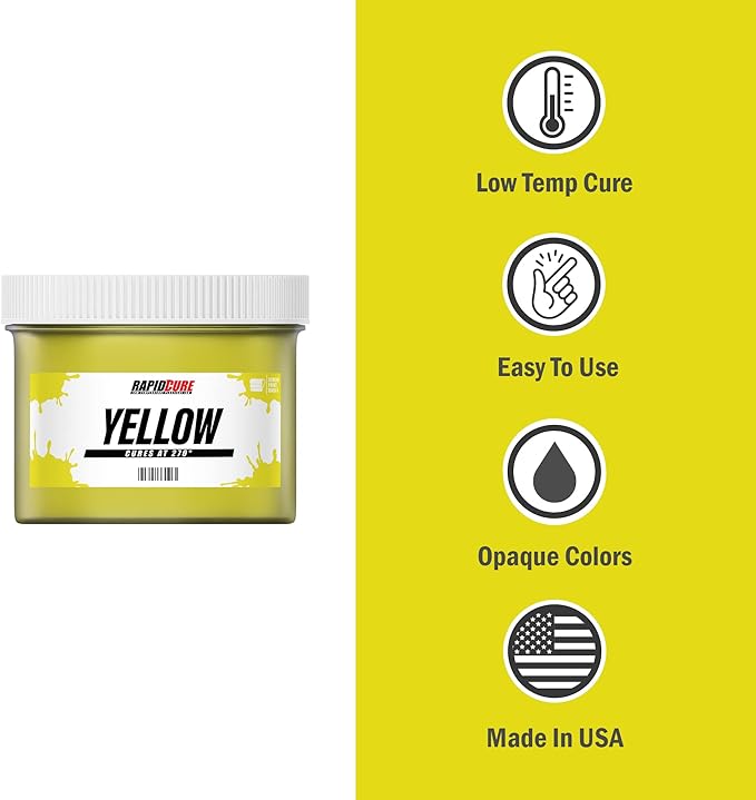 Rapid Cure® Screen Printing Ink Yellow (Pint - 16oz.) - Plastisol Ink for Screen Printing, Fast Curing Fabric Paint - Screen Print Direct®, USA Made