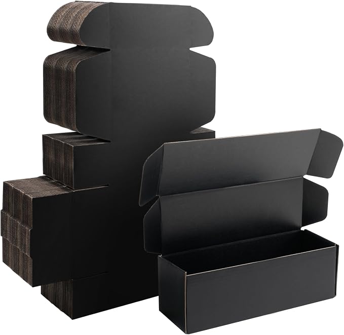 9x3x3 inch Black Shipping Boxes for Small Business- Set of 25 | Sturdy ECT 32 Corrugated Cardboard Mailer Boxes, Easy Assemble for Packaging, Mailing, Gift