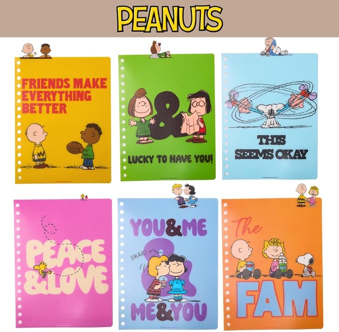 Peanuts Gang Journal Notebook, Spiral Bound, 144 Lined Pages, 8 x 7 inches – Peanuts Snoopy Charlie Brown | Snoopy School Supplies & Stationery Office Decor 144 Lined Pages, Vinyl Cover, 8 x 7 Notebook for Journaling, Planning, Write