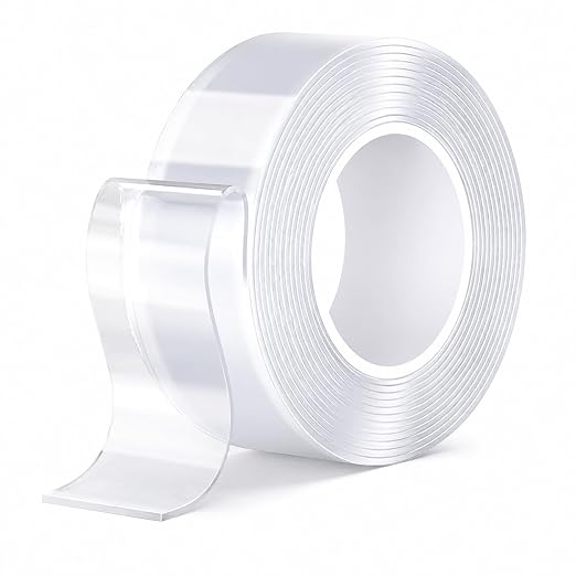 SANKEMU Double-Sided Tape Heavy Duty 9.84 FT x 1.18 in – Clear Removable Mounting Tape for Walls, Carpet, Rugs, Posters – Reusable, No-Residue, Indoor/Outdoor Nano Gel Grip