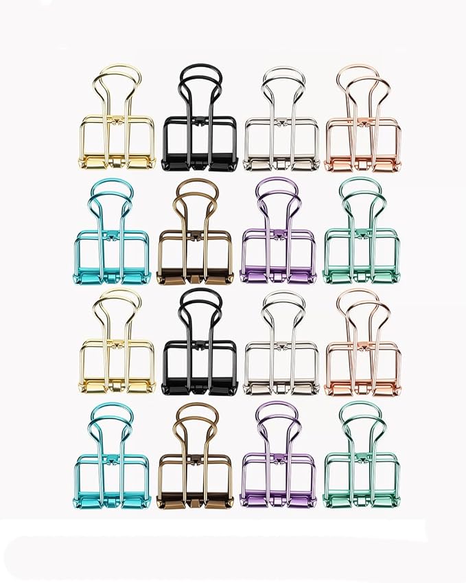 16PCS Multicolor Metal Binder Clips Small Binder Clips Office Binder Clip Decorative Tool for School Office Paperwork (S)