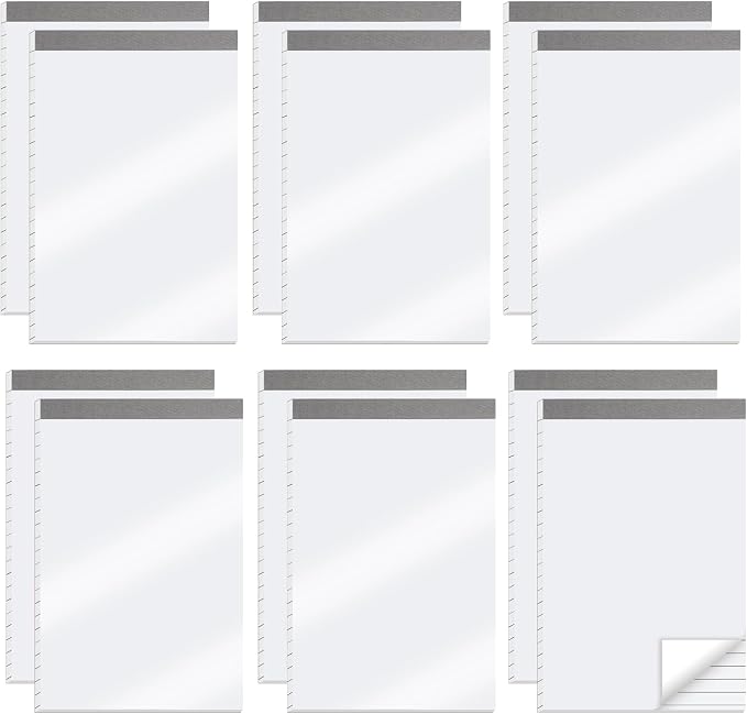 zmybcpack 12 Pack Lined Note Pads Writing Pads 5.5" x 8.5" Memo Pads | Lined Pages, Waterproof Cover, 51 Sheets Each Pad, Double Side Printed
