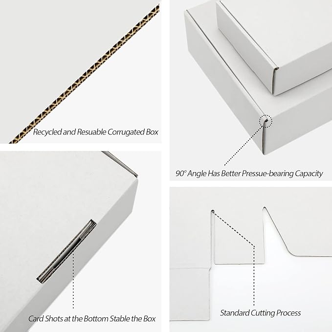 6x6x3 inch White Shipping Boxes for Small Business- Set of 25 | Sturdy ECT 32 Corrugated Cardboard Mailer Boxes, Easy Assemble for Packaging, Mailing, Gift Giving & Ecommerce Packing