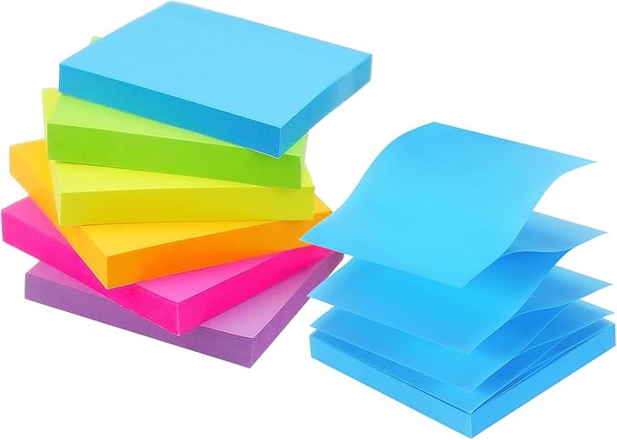 Early Buy Pop Up Sticky Notes, 3x3 in, 6 Pads, 6 Bright Colors, 100 Sheets | refillable design, repositionable adhesive, ideal for office, school, and home use