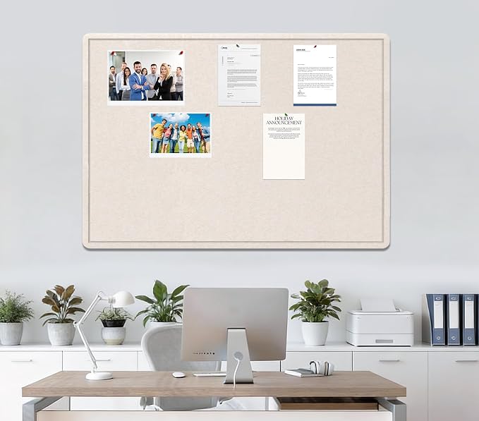 Large Bulletin Board 48" x 36", Felt Pin Board, Oatmeal | Cork Board Alternative for Wall, Foldable Self-Adhesive Vision Board Prayer Board with Pushpin for Classroom, Office & Home
