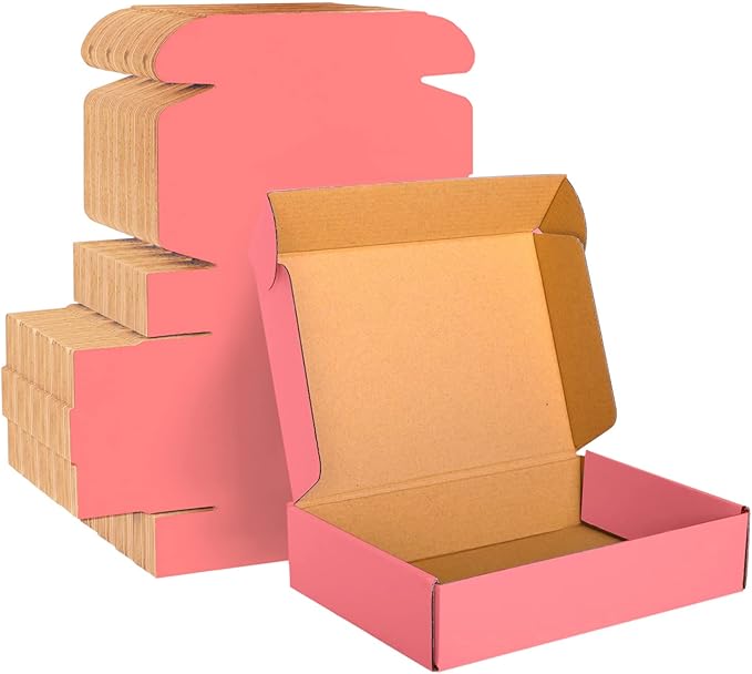 Pink Cardboard Corrugated Boxes - 9x6x2, 30 Pack Shipping & Mailing Boxes