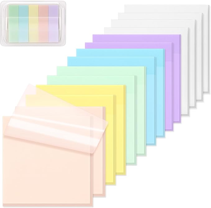 800 Sheets Transparent Sticky Notes 3" X 3" for School Office Supplies | Clear Translucent Self-Adhesive Sticky Notes for Back to School & Office Supplies, See Through Reveals Underlying Bible Text