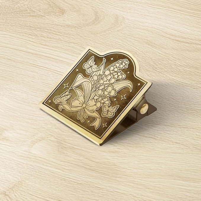 ANATTASOUL Travel Journal Clip Vintage Lily of The Valley Metal Book Clips, Decorative Heavy Duty Journal Clips to Hold Journal Open for Notebook, Photo, Bookmark, Office Kitchen Home DIY Use