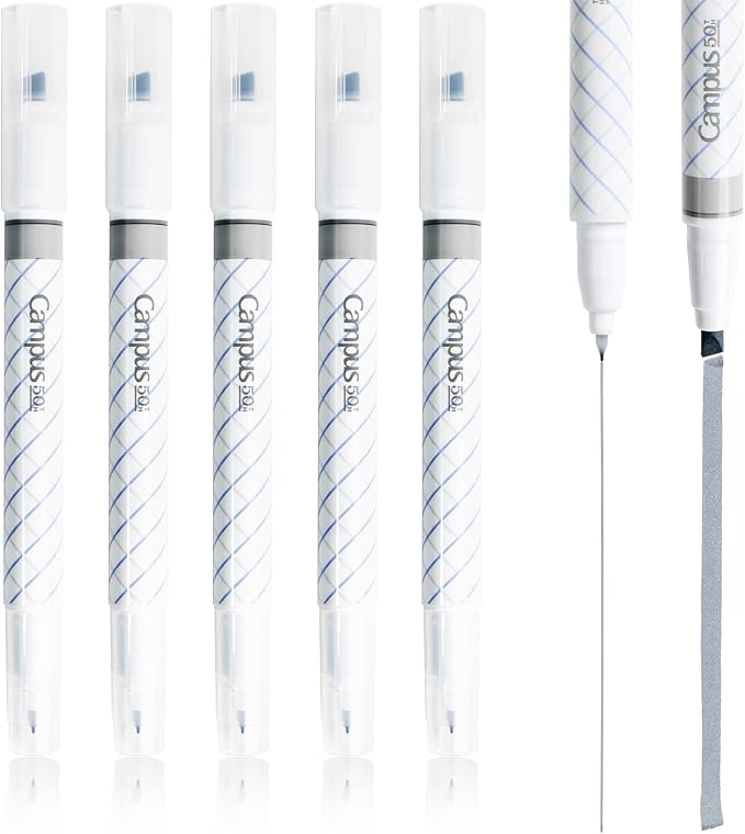 KOKUYO 2-Way Highlighter 5 Colors Set. Mark+ Dual Way of Point Types, 5 Pack of Pink. Japan Import (50th Anni. Grey)