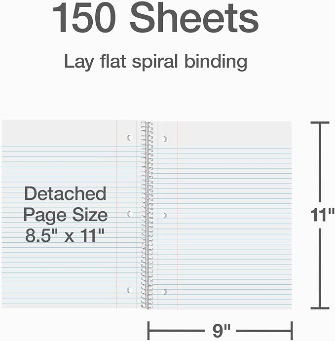Oxford 3 Subject Spiral Notebook, Notebooks for School, Plastic Covers, Back to School Supplies, College Ruled, 150 Sheets, 2 Pack, Black and Blue (1009293)