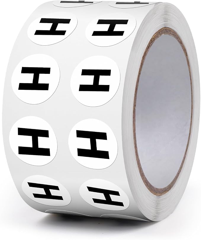 Letter H Round Labels 0.5 Inch Vinyl Circle Capital Alphabet Stickers Self-Adhesive Removable Waterproof Dots Tags for Home Office Inventory 1000 PCS | Self-Adhesive, Removable, Waterproof, Circle Capital Dots Tags, for Home Office Inventory Classroom