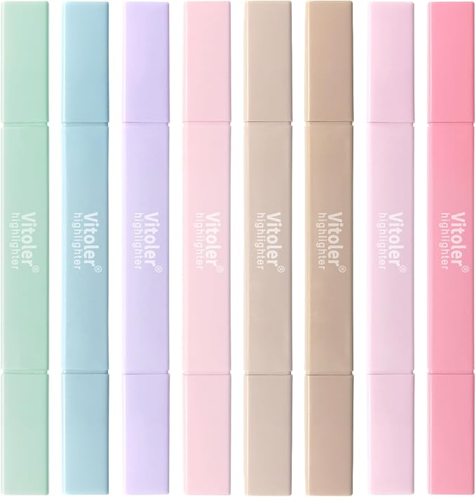 Vitoler 8pcs Aesthetic Highlighters, Chisel & Fine Tips Bible Highlighters | For teachers, For nurses, For women, For bibles, For markers, Aesthetic, For journaling, For office, For School Supplies