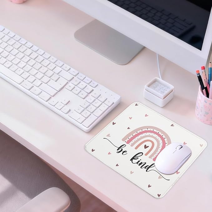 Mouse Pad for Desk with Stitched Edge, Premium Cute Washable Mouse Pads. Computer Mousepad with Non-Slip Rubber Base, Mousepads for Laptop, 9.25x7.75x0.12 inch (Boho Kind)