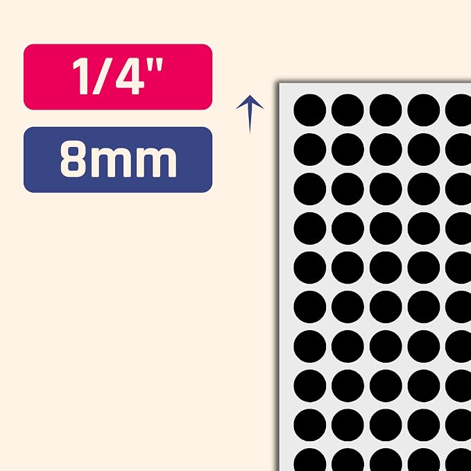 6000 Pack - 1/4" Small Dot Stickers Round Circle Labels - Black