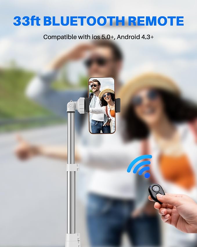 67" Phone Tripod, MIIASI Extendable Tripod for iPhone, Selfie Stick with Remote and Phone Holder, Compatible with iPhone/Android/Camera, Light Stand