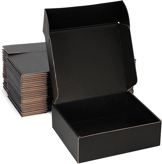 Small Shipping Boxes 12x9x3 Inches – Black Corrugated Cardboard Boxes (20-Pack) for Mailing, Packing, Small Business & Gift Packaging - Recyclable & Sturdy