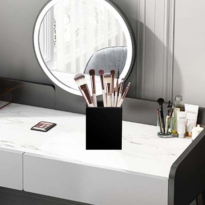 Ptaedex Acrylic Pen Holder Organizer, Black Pencil Holder for Desk, 2 Pack | Pen Holder for Desk, Pen Cup Holder, Makeup Brush Holder, Marker Organizer Office Supplies, Desk Decor for Office Home School