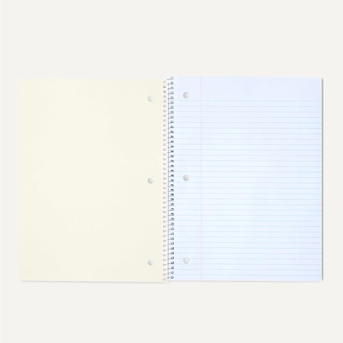 Amazon Basics College Ruled Spiral Notebooks, 70 Sheets, 8" x 10.5", Perforated Pages, Assorted Primary Solid Colors, 3-Pack