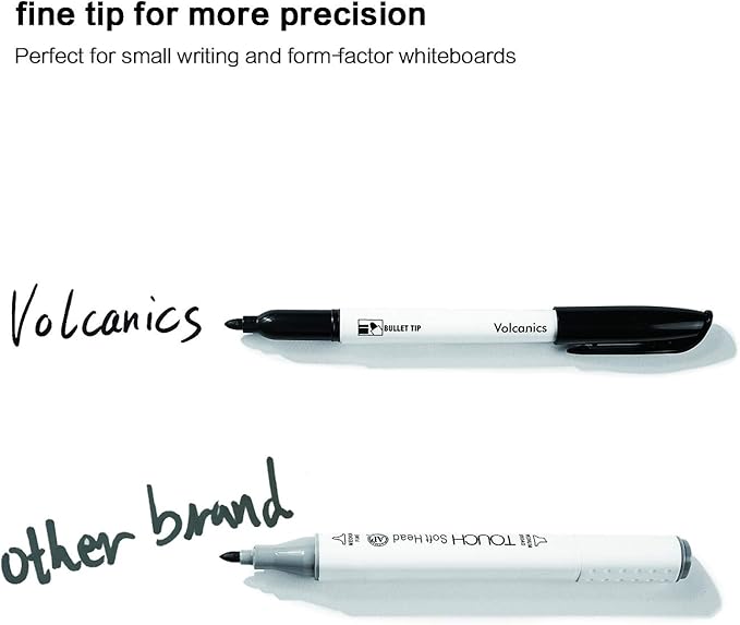 Volcanics Black Dry Erase Markers Low Odor Fine Whiteboard Markers Thin Box of 30 (Pack of 2)