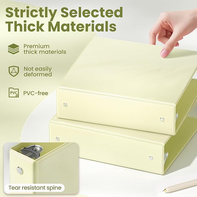 SUNEE 3 Ring Binder 2 Inch 2 Pack, Clear View Binder Three Ring PVC-Free (Fit 8.5x11 Inches) for School or Office Supplies, Yellow