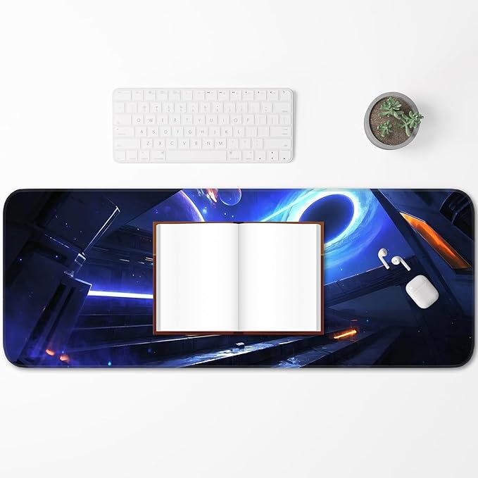 Mouse Pad, Non-Slip Rubber Bottom, Stitched Edge Gaming Mouse Pad for Home, Office, Gaming, 31.5 x 11.8 Inch Large Desk Mat, Desktop Protector