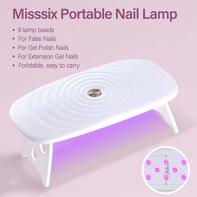 Misssix Medium Square Gel x Nail Tips Kit, 216Pcs Pre Etched Clear Fake Nails, Full Cover False Nail 9-in-1 Gel Glue and Portable Mini U V Nail Lamp for Women 12 Sizes