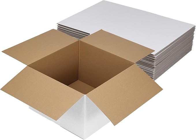 Hoikwo 12x12x8 Thin Light Weight Shipping Boxes Set of 15 | White Corrugated Cardboard Box for Small Business for Packaging Mailing Light Weight Items