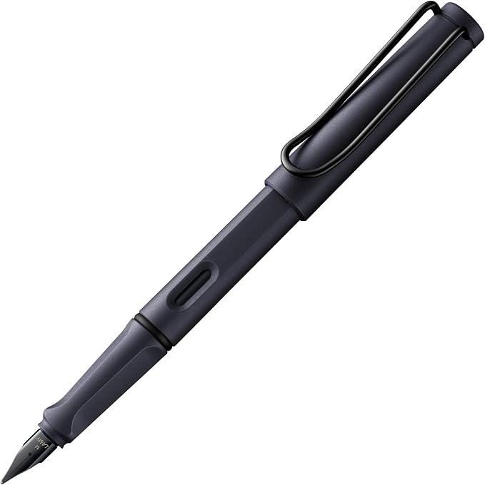 LAMY safari steel black - Fountain Pen with ergonomic grip & polished Left-Handed steel nib (LH) in size M - ideal for any Writing & Calligraphy - including LAMY T 10 blue cartridge | Lamy Fountain pen with ergonomic handle - robust ASA plastic - incl....