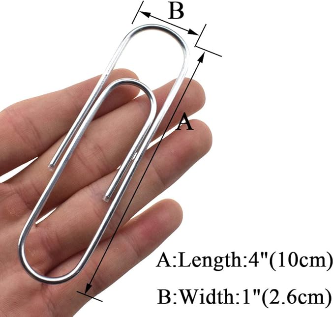 HAHIYO Paperclips 4 inch (100mm) Extra Large Paper Clips Sturdy Bright Silver Vinyl Coated Prevent Scratching Tearing The Pages for Bookmark Organize Home Office School 14 Pack