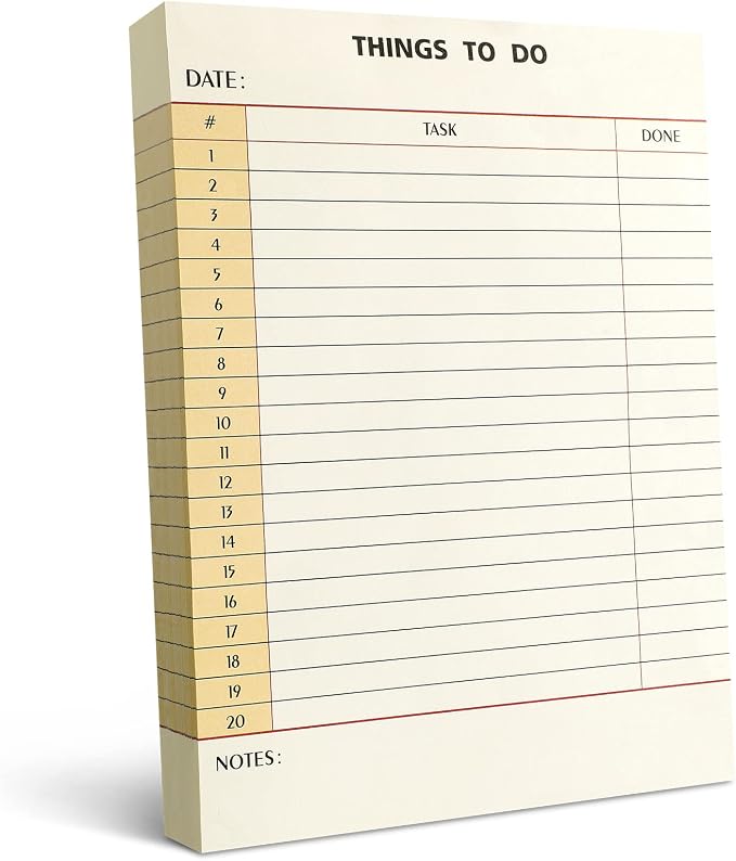 Spakon 300 Sheets Daily to Do List Notepad Notebook Library Card to Do Planner Checklist Memo Writing Pad Schedule Reminder Office Homework Planner for Task, 6" x 8(Retro,Beige)