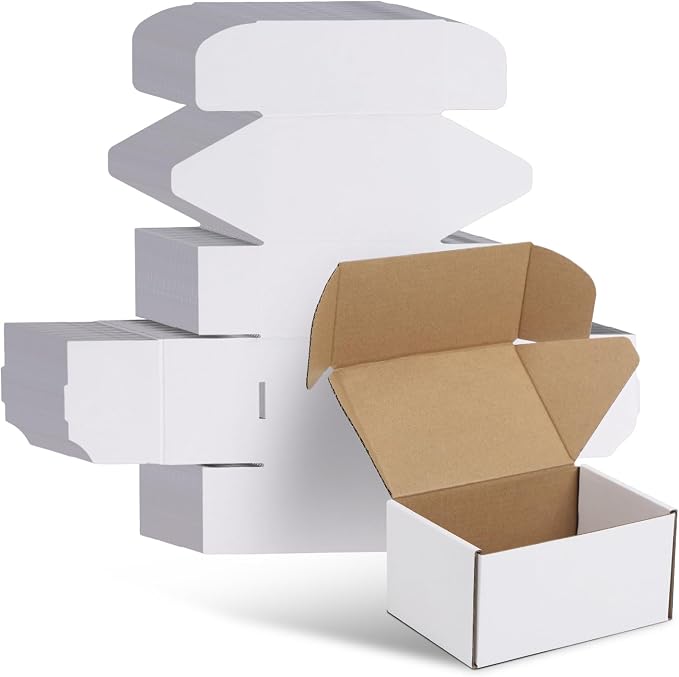 WIFTREY 6X4X3 Shipping Boxes Set of 30, 6X4X3 White Corrugated Cardboard Box for Packaging Small Business, Gift Packing, Mailing, Moving