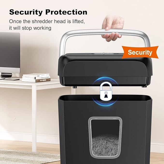 Bonsaii 6-Sheet Cross Cut Paper Shredder for Home, 3.4 Gal Bin | P-4 Security Level, Shreds Credit Cards, Staples & Paper Clips, with Portable Handle, Small Shredder for Home Office，C237-B
