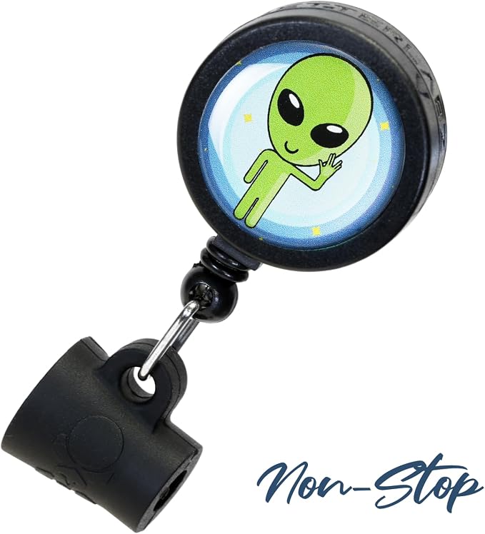 Better Labz EZ PEN Retractable Pen Reel for Nurses, Teachers, Waitresses, Carpenters, Construction Workers, Contractors & Pros (Non-Stop Alien)