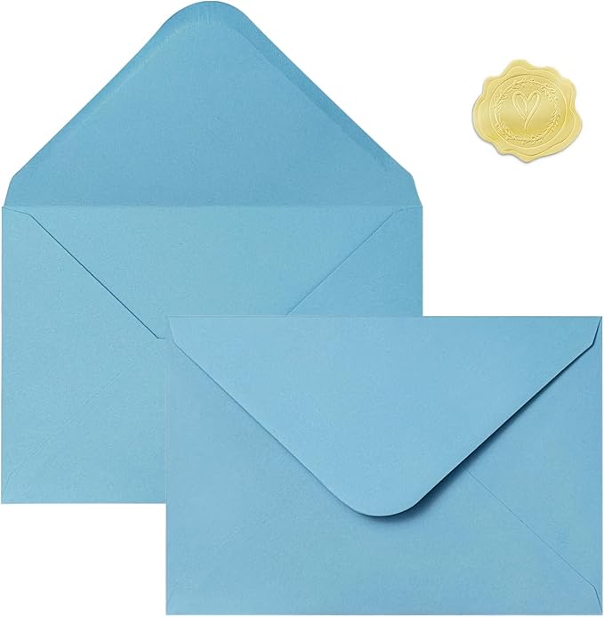 50 PCS Blue Colorful A4 Envelopes,4x6 Envelopes for Invitations | 4x6 Envelopes for Greeting Cards, Great for Invitations, Wedding Invitation, Birthday, Baby Shower, Graduation
