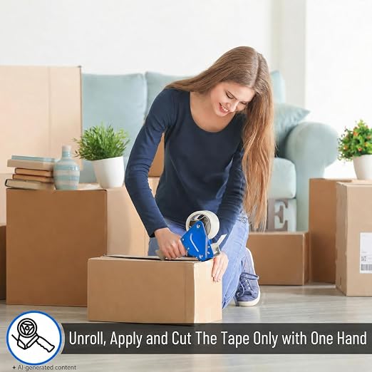Mr. Pen- Packing Tape Dispenser Gun 2-Inch, Blue, 4 Pack with 4 Rolls Tape | Heavy Duty Packing Tape with Dispenser for Mailing, Moving Boxes and Packaging