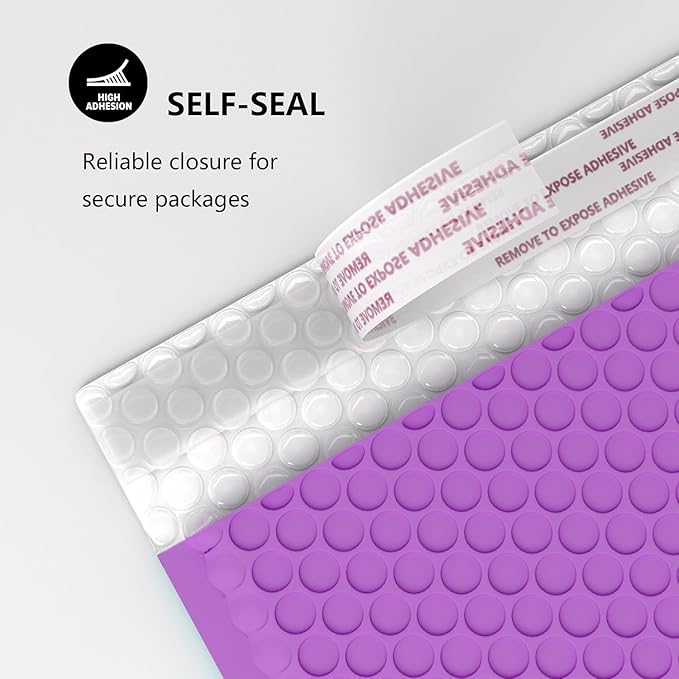 10 x 13 Inch Bubble Mailer 40 Pack, Waterproof Padded Envelopes with Strong Self-Seal Adhesive, Cushioning Shipping Bags with Bright Color for Small Business - Purple