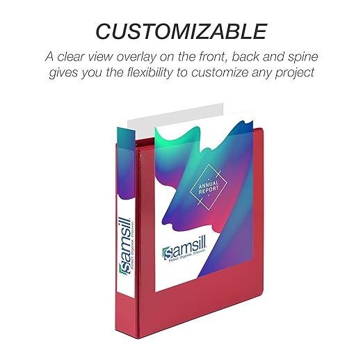 Samsill Durable 4 Inch Binder, Locking D Ring Binder, Customizable Clear View Cover, Red, 6-Pack, Holds 775 Pages