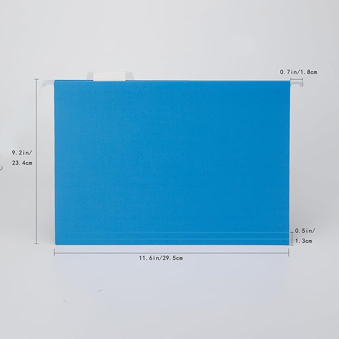 25 Pack Hanging File Folders Letter Size,Blue Reliable Hanging Folders for Filing Cabinet,Reinforced Rods for Smooth Gliding,Includes 1/5 Adjustable Tabs & Inserts,Ideal for Home & Office