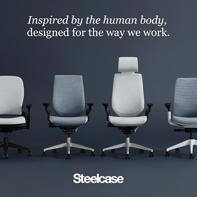 Steelcase Gesture Office Chair - Ergonomic Work Chair with Wheels for Carpet - Comfortable - Intuitive-to-Adjust for Desk - 360-Degree Arms - Licorice Fabric, Dark Frame