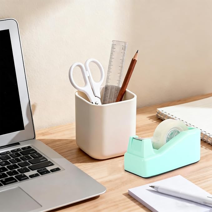 Desktop Tape Dispenser with Nonskid Base,Includes 12Rolls of Tape | [Green] [Transparent Tape (0.71” x 1000” Per Roll)] [Heavy-Duty Non-Slip Office Tape Dispenser for Home, Office]