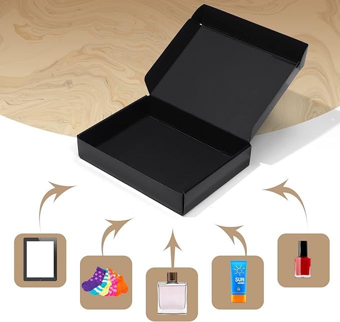 ZBEIVAN 11x8x2 Black Shipping Boxes, 20 Packs Corrugated Cardboard Literature Mailer Boxes for Packaging Small Business Mailing Gifts Wrap Boxes with Lids