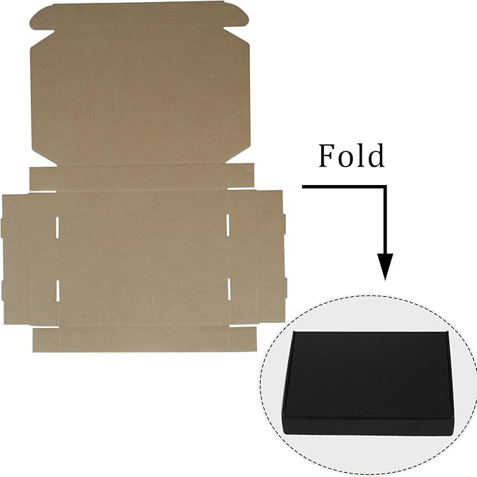 13x10x2 Inches Shipping Boxes Pack of 25, Packaging Corrugated Cardboard Mailer Boxes for Small Bussiness, Black