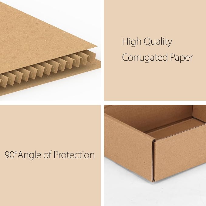 RLAVBL 6x4x2 Small Shipping Boxes Set of 50, Brown Corrugated Cardboard Box for Packing, Mailing, Business