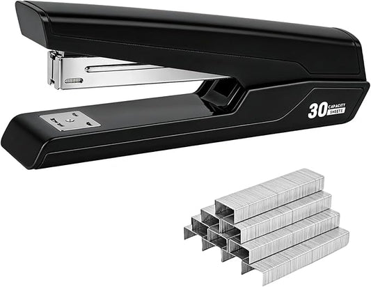 Metal Stapler with 830 Staples, Office Stapler, Staplers for Desk, 30 Sheet Capacity, Non-Slip, Black