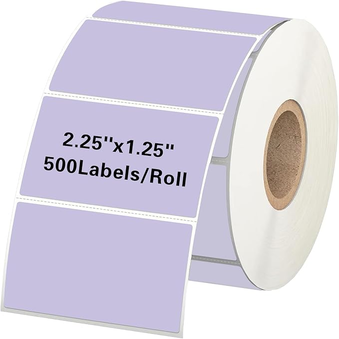 Starboling 2.25" x 1.25" Purple Direct Thermal Labels,Self-Adhesive Printer Label for Address,Logo,Shipping,Barcodes,QR Code