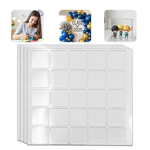 Clear Double Sided Adhesive Stick Dots, 100 Pack | Double-Sided Removable Glue Dots for Wall, Craft and Party Decorations, 0.8 x 0.8 in