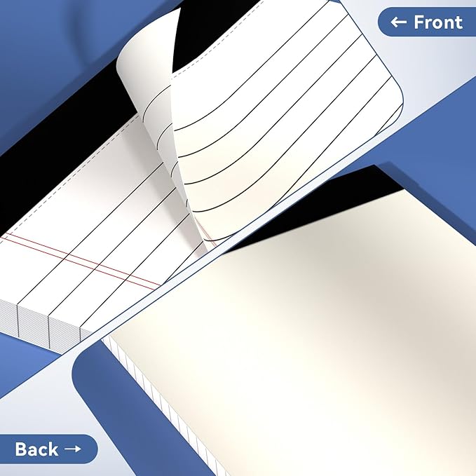Nichela 24 Pack of Note Pads 5" x 8" Legal Pads 30 Sheets Notepad College Ruled Small Writing Pads Perforated Pages Paper Pads 80GSM Heavyweight Paper Note Pads for Home, Office, or School