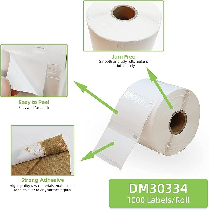 Compatible 2-1/4" x 1-1/4" Direct Thermal Labels Replacement for DYMO 30334 Barcodes Address Postage, Compatible with Rollo, DYMO 4XL & Zebra Desktop Printers (12 Rolls, 1000 Labels/Roll)