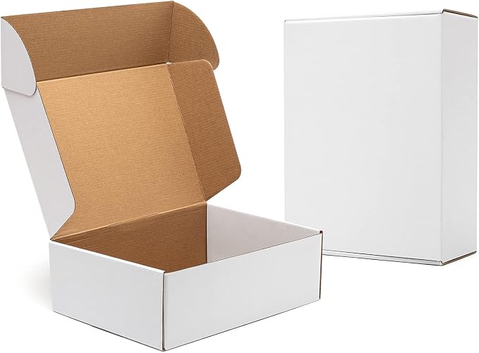 Timirog White Shipping Boxes 12x9x4" 20 Pack- Corrugated Cardboard Mailing Box for Small Business, Tab Locking Literature Mailer Packaging Supplies for Packing Gifts Craft | Mailing Box for Small Business, Tab Locking Literature Mailer Packaging Suppli...